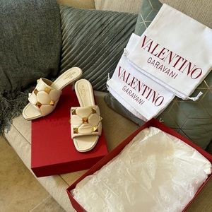 Valentino Garavani Roman Stud Napa Heeled Mules